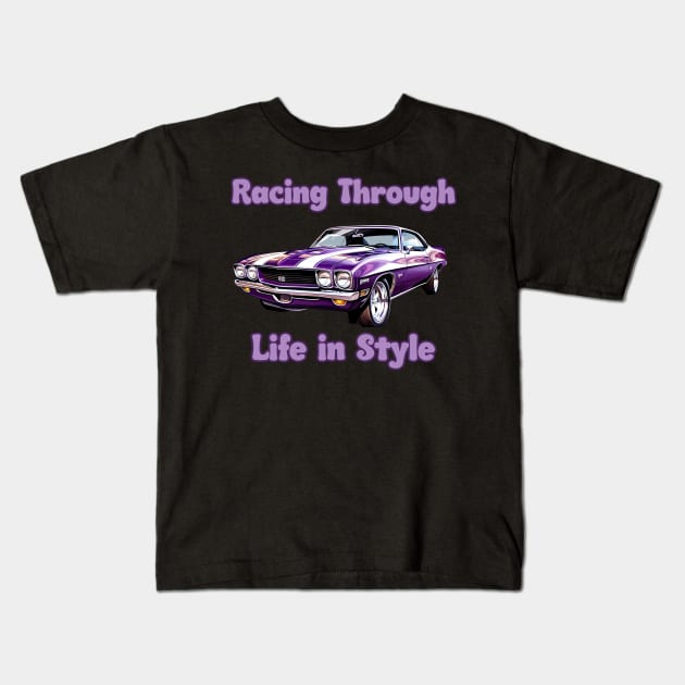 vintage car Racing Trough life in style Kids T-Shirt by topclothesss
